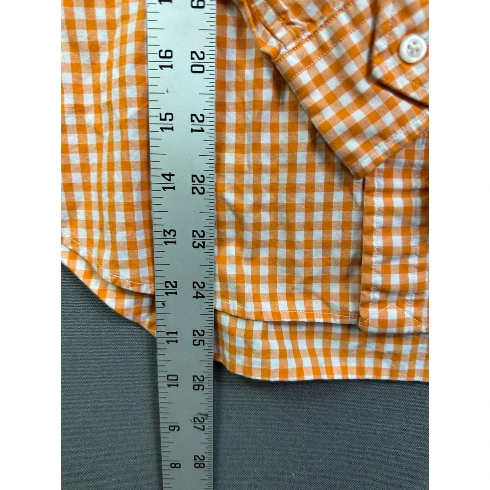 Ralph Lauren Sport Kids Orange Gingham Button Down Shirt Long Sleeve Size 6